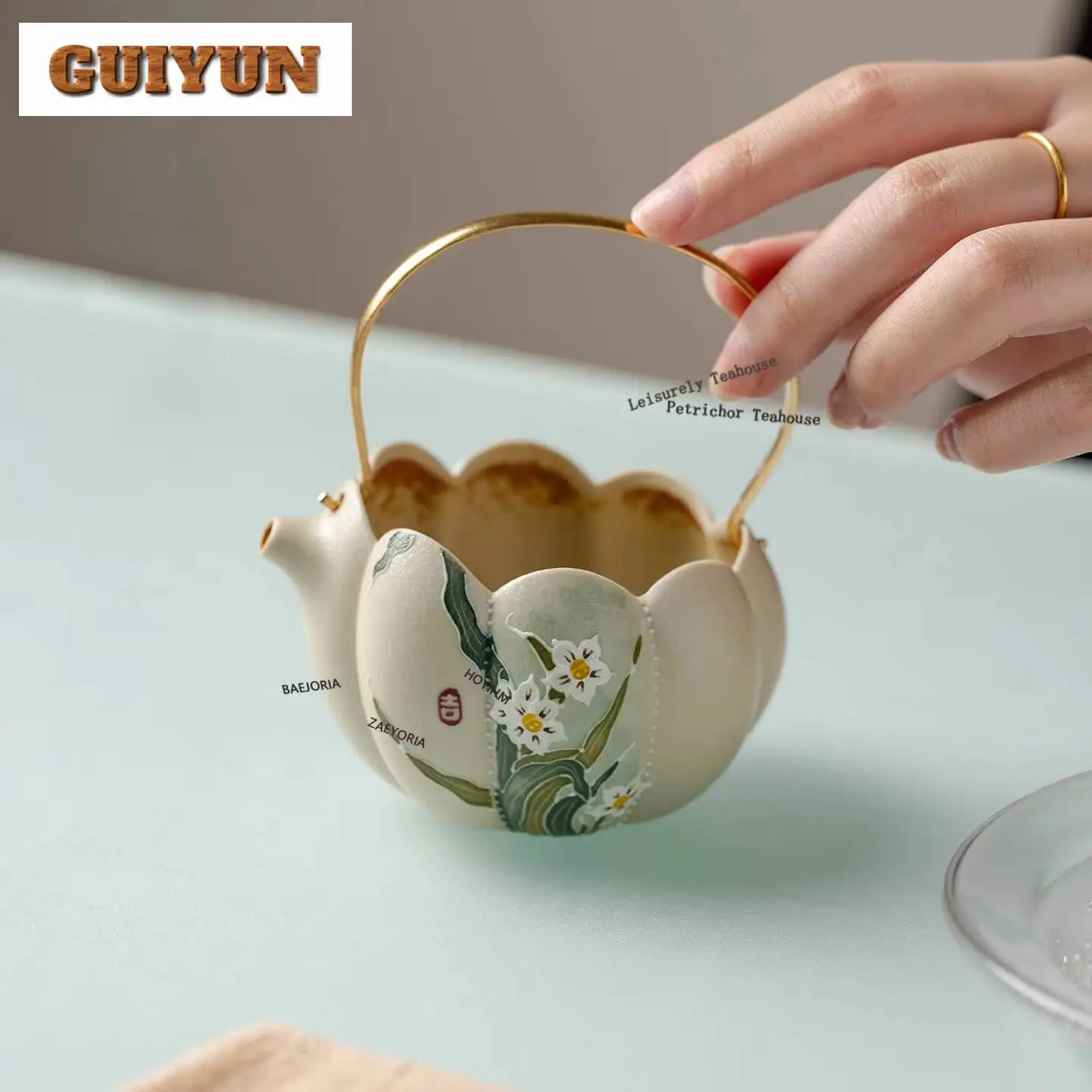 180ml Hand-painted Daffodil Tea Pitcher Divide Tea Cha Hai Dispenser Justice Cup Puer Fair Mug Teaset Ornaments Supplies