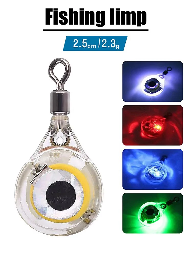 WEIHE 10pcs Fishing Lure Trap Light LED Deep Drop Underwater Luminous Lure Lamp Eye Shape fishing lamp