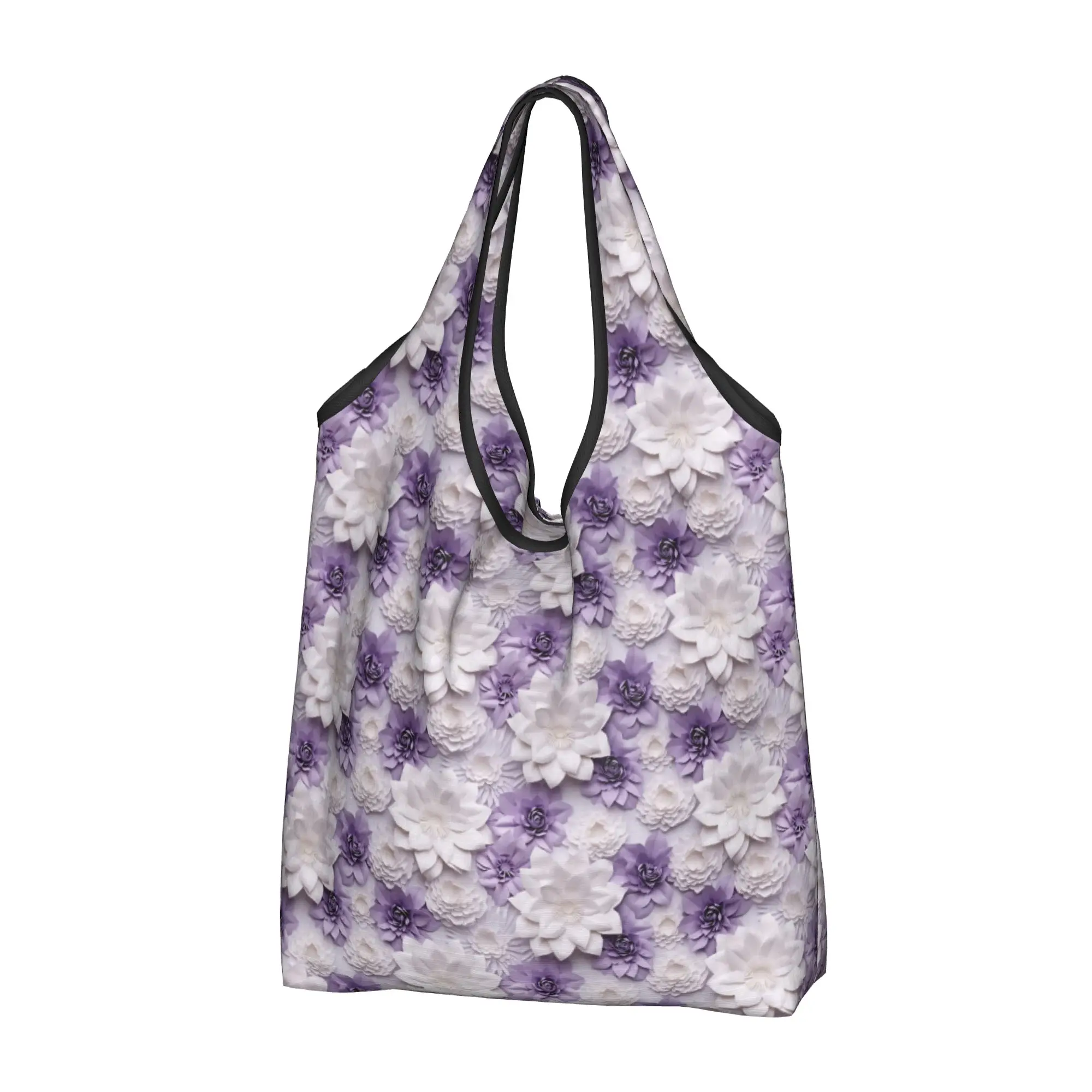 Recycling Fashion Trend 3D Flowers Shopping Bag Women Tote Bag Portable Luxury High 3D Floral Grocery Shopper Bags