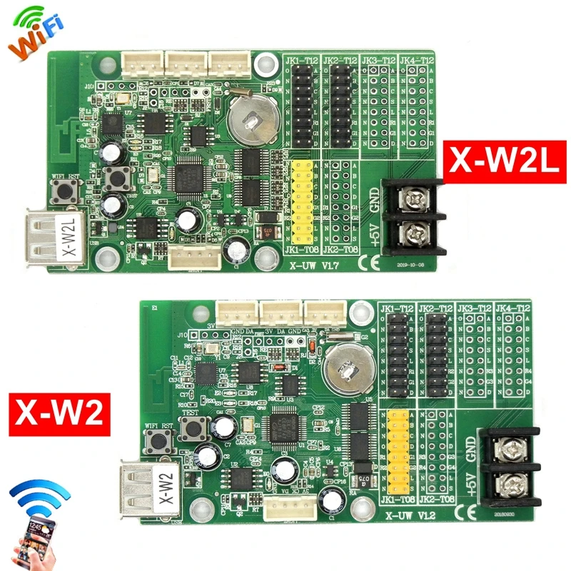 X-W2L X-W2 Wifi Control Card 512*32 Pixels wifi+USB LED Panel Module LED Sign Controller Support PC,phone,Pad Sending Message