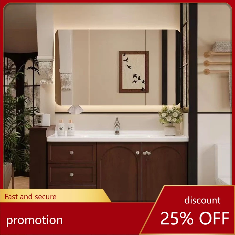 

CZ Retro Washstand Basin Cabinet Set Antique Style Oak Bathroom Cabinet