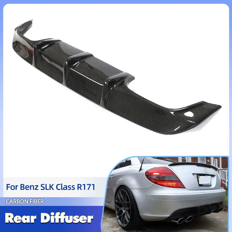Car Rear Bumper Diffuser Lip Spoiler Carbon Fiber for Mercedes Benz SLK Class R171 SLK200 Base 2004-2010 Rear Apron Lip Body Kit