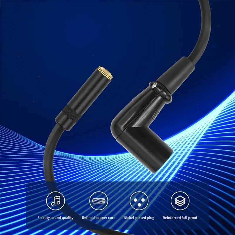 DT51 XLR Microphone Cable 1/8 Female to Right Angle XLR Male Adapter Balanced for Mixer Audio Player Black