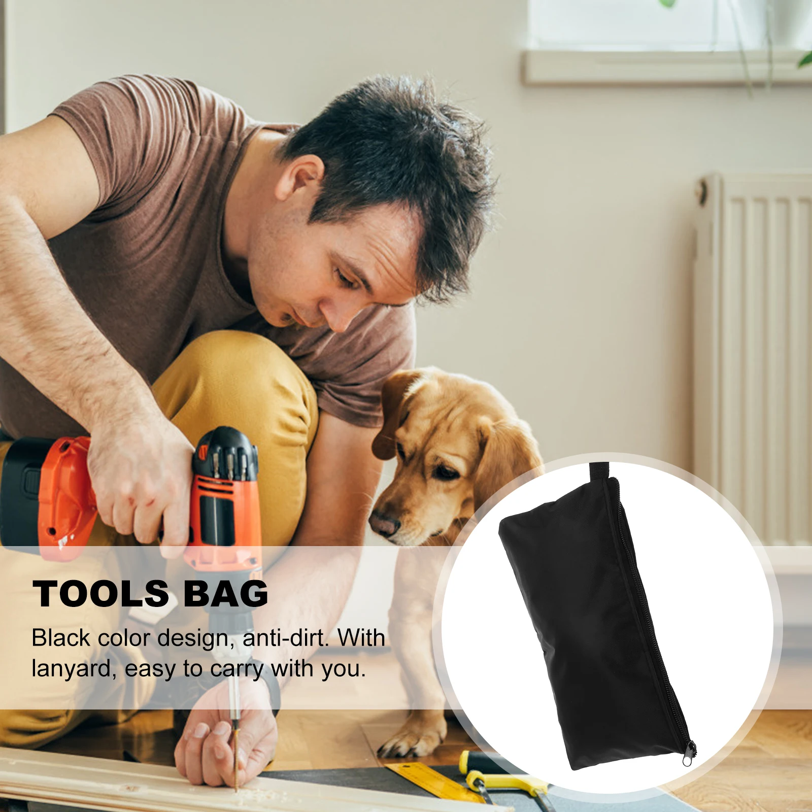 Sacs Oxford noirs 238x130mm, 5 pièces, boîte à outils de grande capacité, pochette étanche, conteneur de rangement, sac à fermeture éclair, matériel Durable
