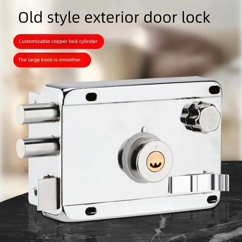 With Key Smooth Lock Antique Household Front Door House Padlocks Locking Accessories, Universal Heavy-Duty Gear