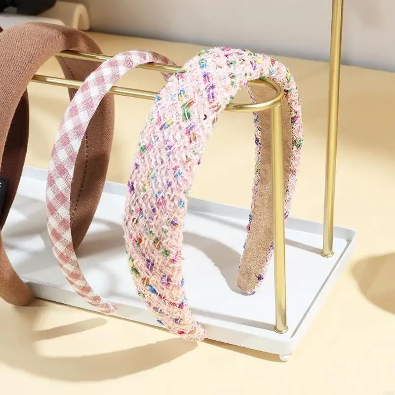 Multifunctional Double Level Jewelry Rack Handcrafted Hairband Holder Metal Frame Suitable for Elegant Presentation E0BF