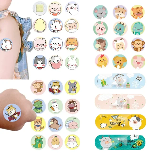120 sztuk/zestaw dzieci dzieci okrągły plaster śliczne Kawaii opatrunek na rany łatka wodoodporne plastry Cartoon okrągłe bandaże samoprzylepne