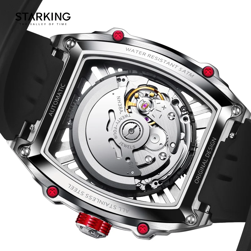 STARKING 316-NH38 Steel shell wine barrel Watches for Men mechanical watch high-end luxury 50M waterproof Men watch