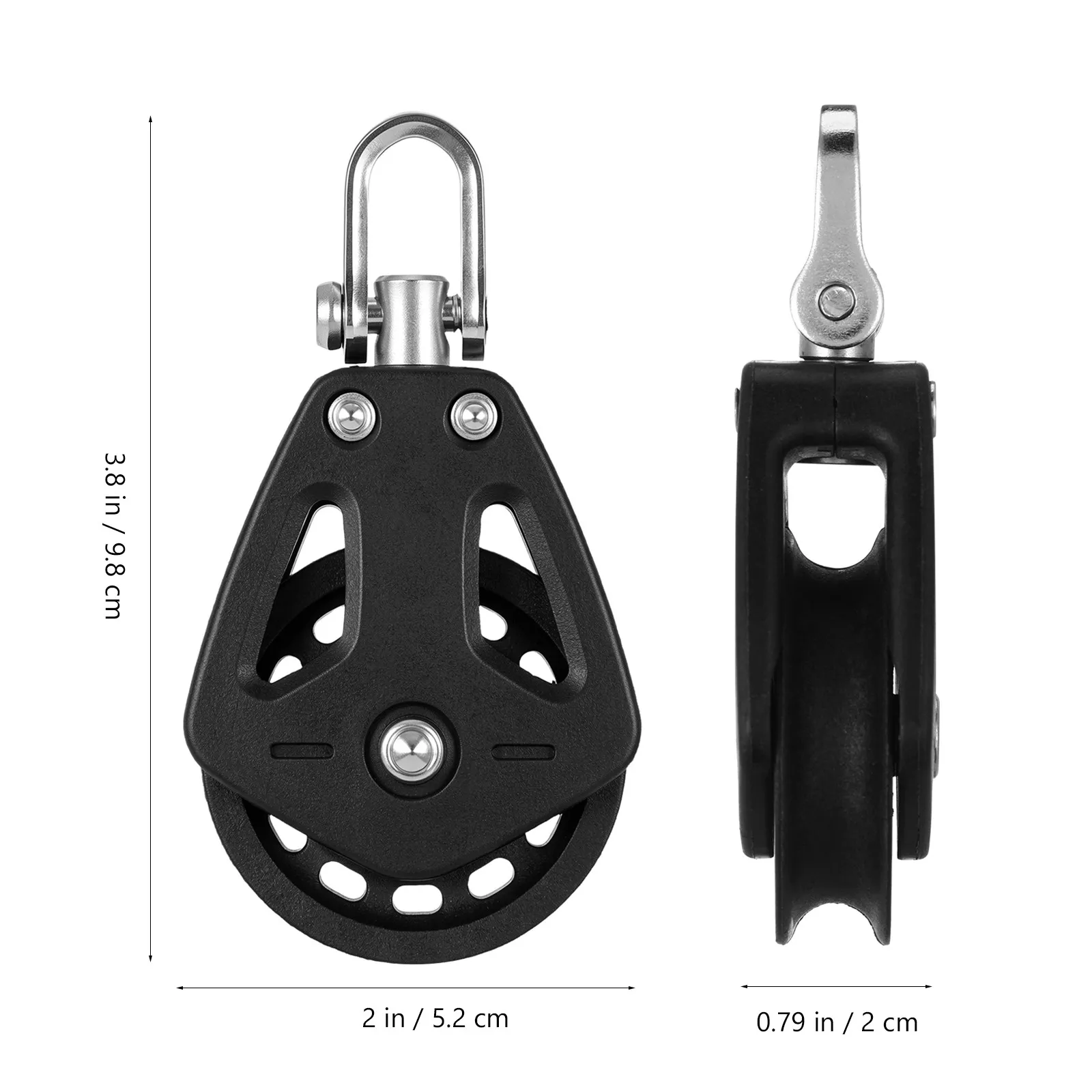 Nylon Pulley Roller with Stainless Steel Frame Swivel Rotation Cylinder Head for Sailboat Lifting Outdoor Indoor Rope Cord