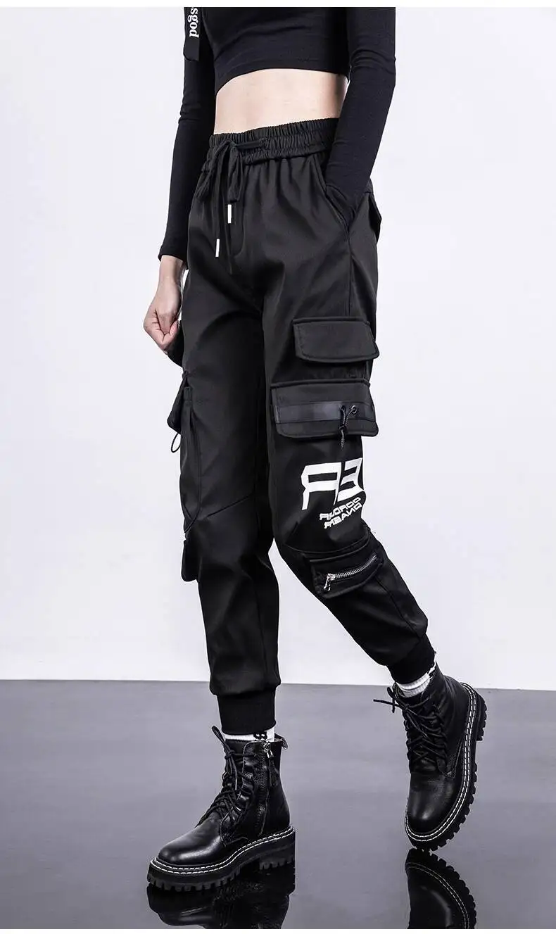 HKSH Women Tide Cargo Pants Casual Loose Trend American Pockets Safari Style Overalls High Street Foot Binding Hiking Ins HK3902