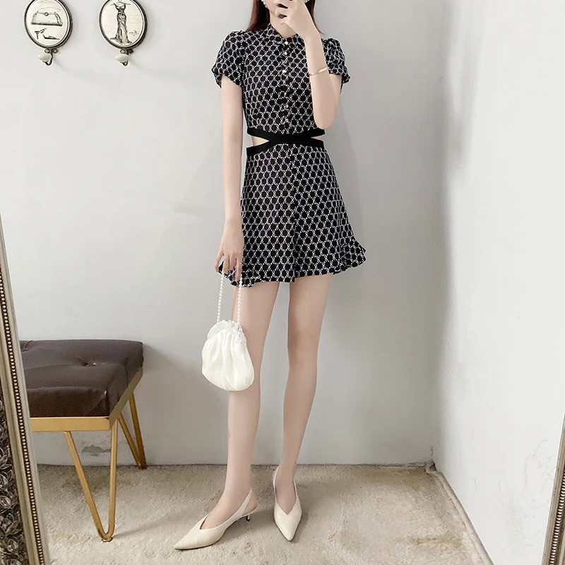 

Летние брюки-комбинезон с высокой талией, широкими штанинами, утягивающие, сексуальные, в горошек, из шифона, с скрытой молнией, повседневные, для женщин