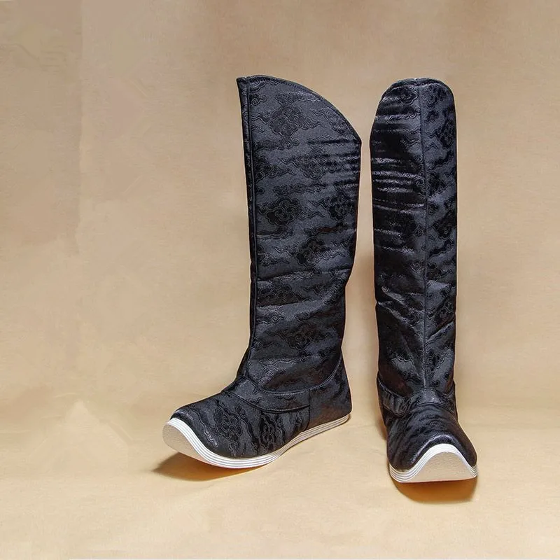 Ancient China Boots Large Size Plus Size Black Boots For Men Warrior Swordsman Cosplay Accessories Ming Dynasty Shoes
