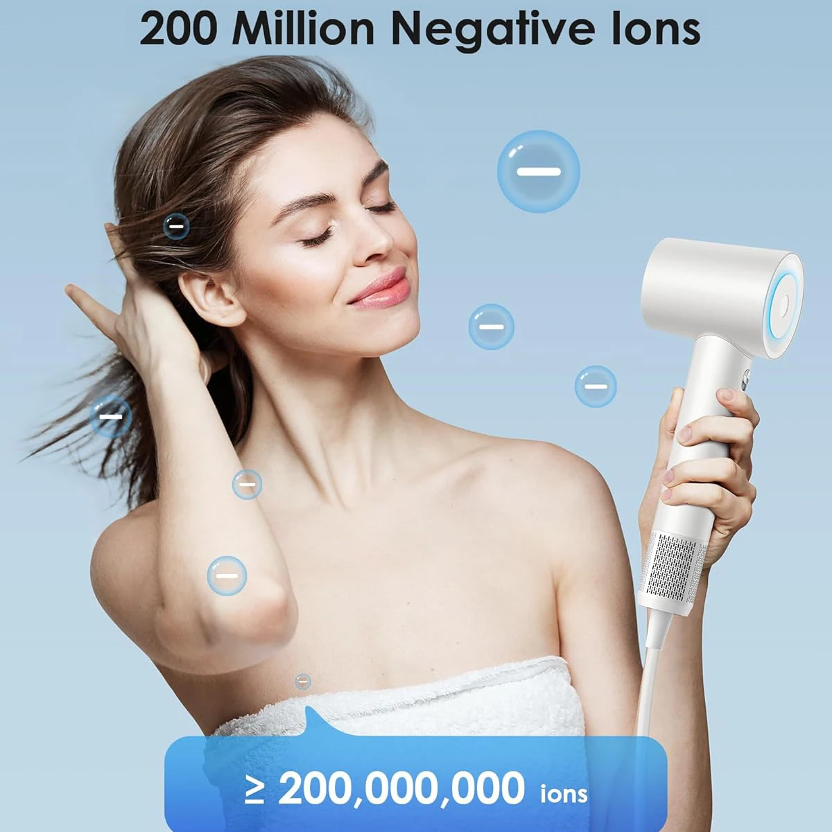 مجفف شعر عالي السرعة ABIR SU9، 200 مل أيونات سالبة، ضوضاء منخفضة، مجفف شعر للعناية بالشعر سريع الجفاف