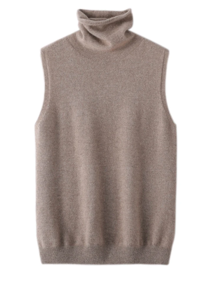 Women 100% Merino Wool Sleeveless Pullovers Turtleneck Sweater Waistcoat Wool Knitwear Spring Autumn Winter Fashion Vest Tops, image 4
