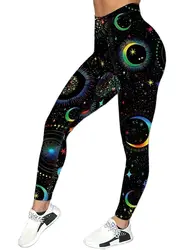 Star Star Moon printed elastic elastic waist slim casual leggings casual women