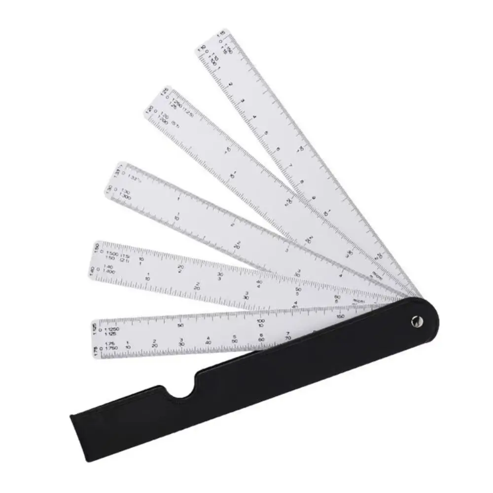 5 Blades Fan Shape Scale Ruler Multifunctional Drawing Tools Foldable Rulers 5 Sizes Multiscale Scale Ruler Stationery