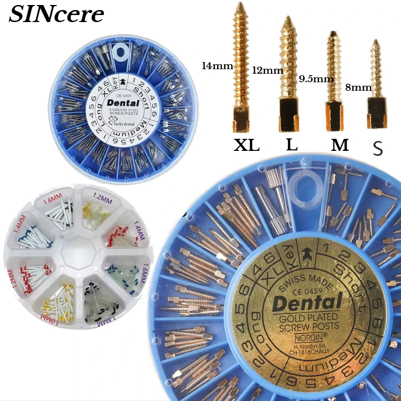 

120pcs Dental Screw Post Gold Plated Screw Post for Dentistry Post Root Canal Tooth Restorative Materials