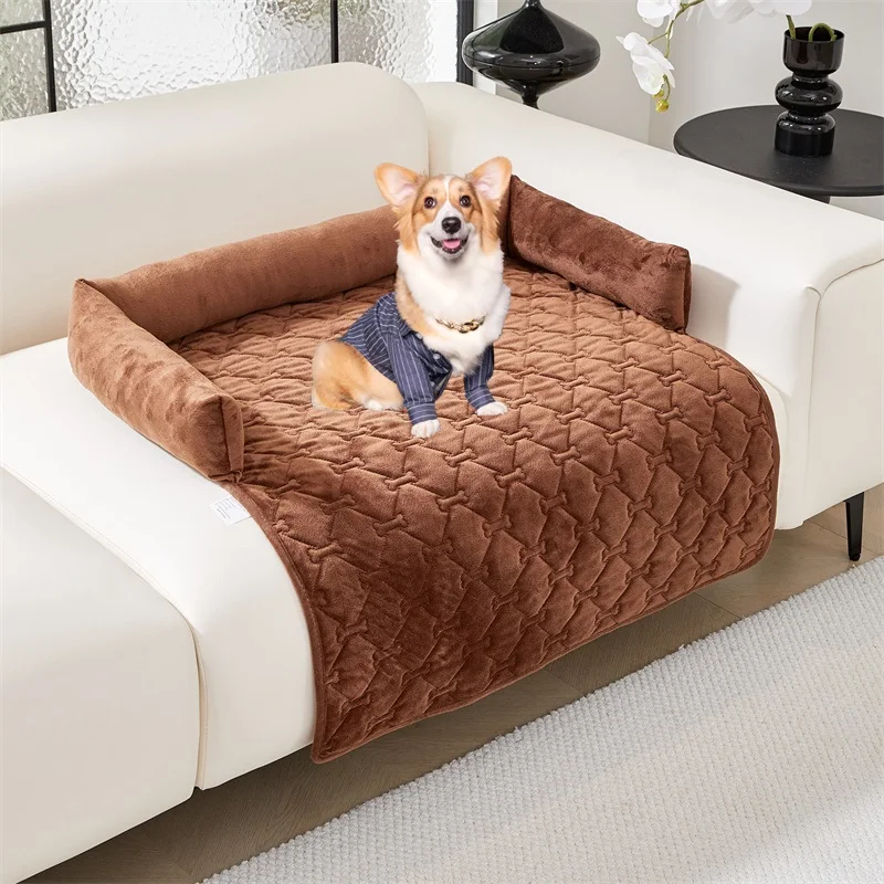 

Thick Plush Pets Sofa Mat Anti-slip Plaid Dog Cat Kennel Couch Slipcover for Living Room Washable Bed Pad Protector Winter Home