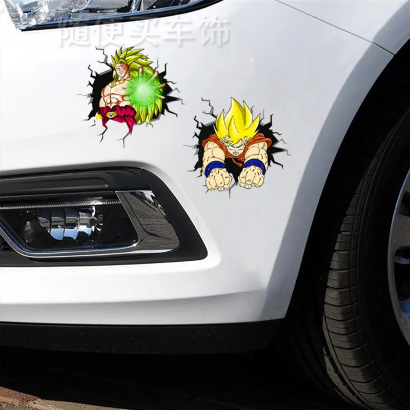 Dragon Ball Z Exquisite Series Sayajins Goku Broli Realistic Funny Breaking the Wall and Getting Out of the Car Sticker