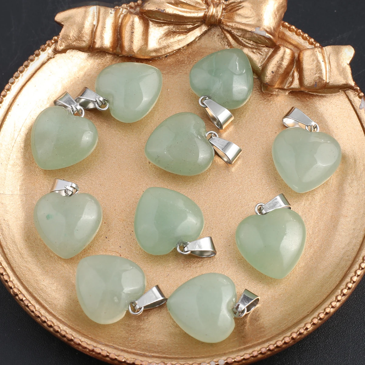 

Heart Shape Natural Green Aventurine Pendant Charms Agates Pendant for Women Making DIY Jewelry Necklace Earrings Accessory