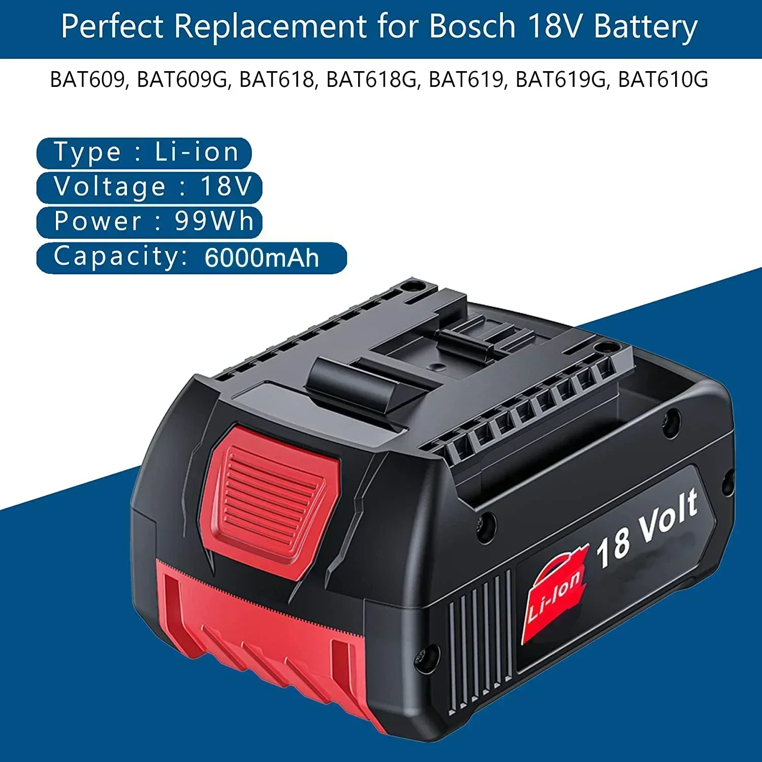 Batterie de rechange d'origine pour Bosch, batterie professionnelle, 18V, GBA, GBH, GSR, GSB, BAT618, BAT609, BAT620, 6,0 Ah