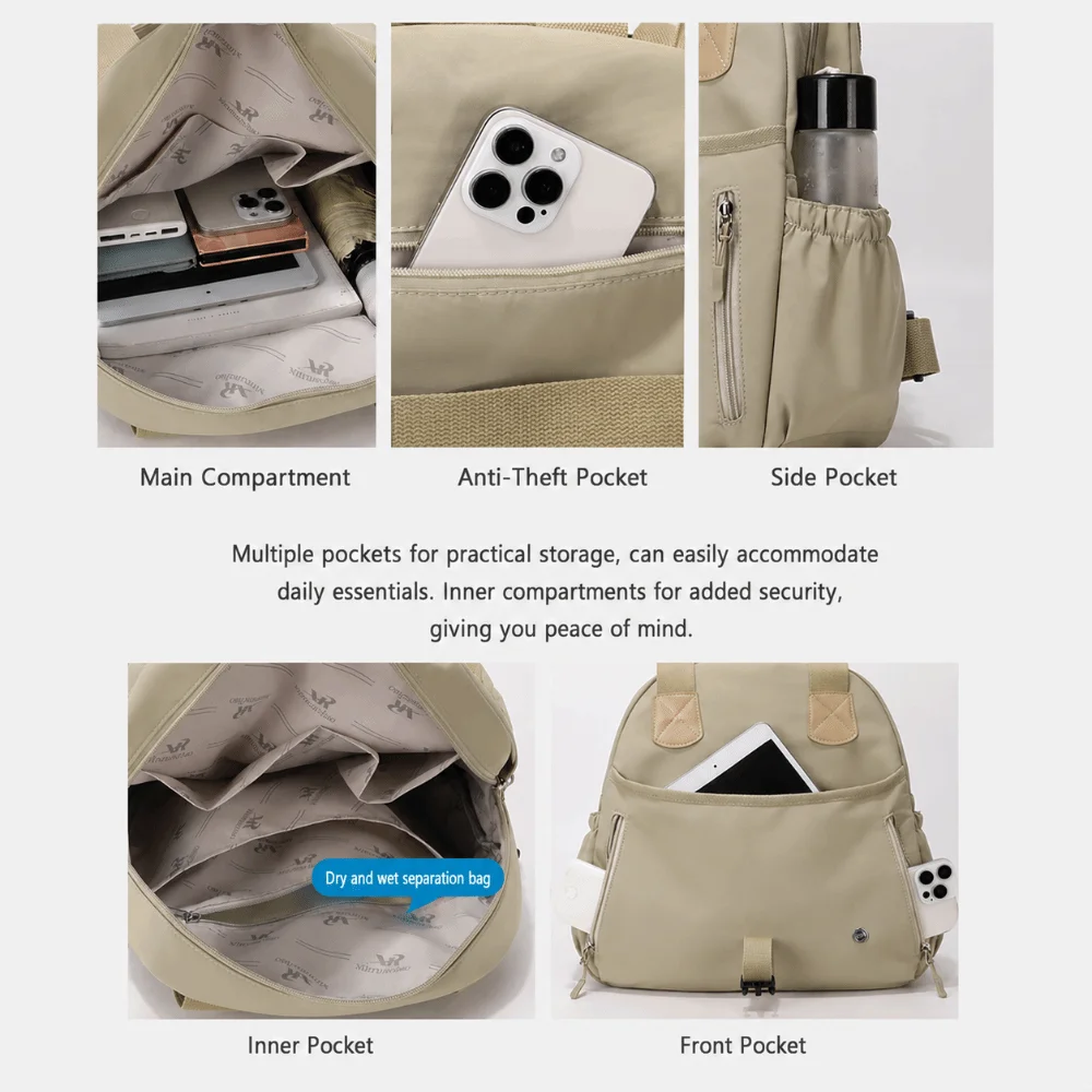 Portable Multicolor Versatile Backpack Large Capacity Lightweight Tote Bag Nylon Waterproof Travel Bag Travel
