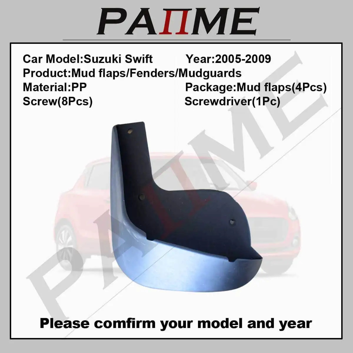 Car MudFlap Guards For Suzuki Swift 2005 - 2009 4pcs Mud flaps Molded Splash Matte Protection Front Rear Mudguards YC102131