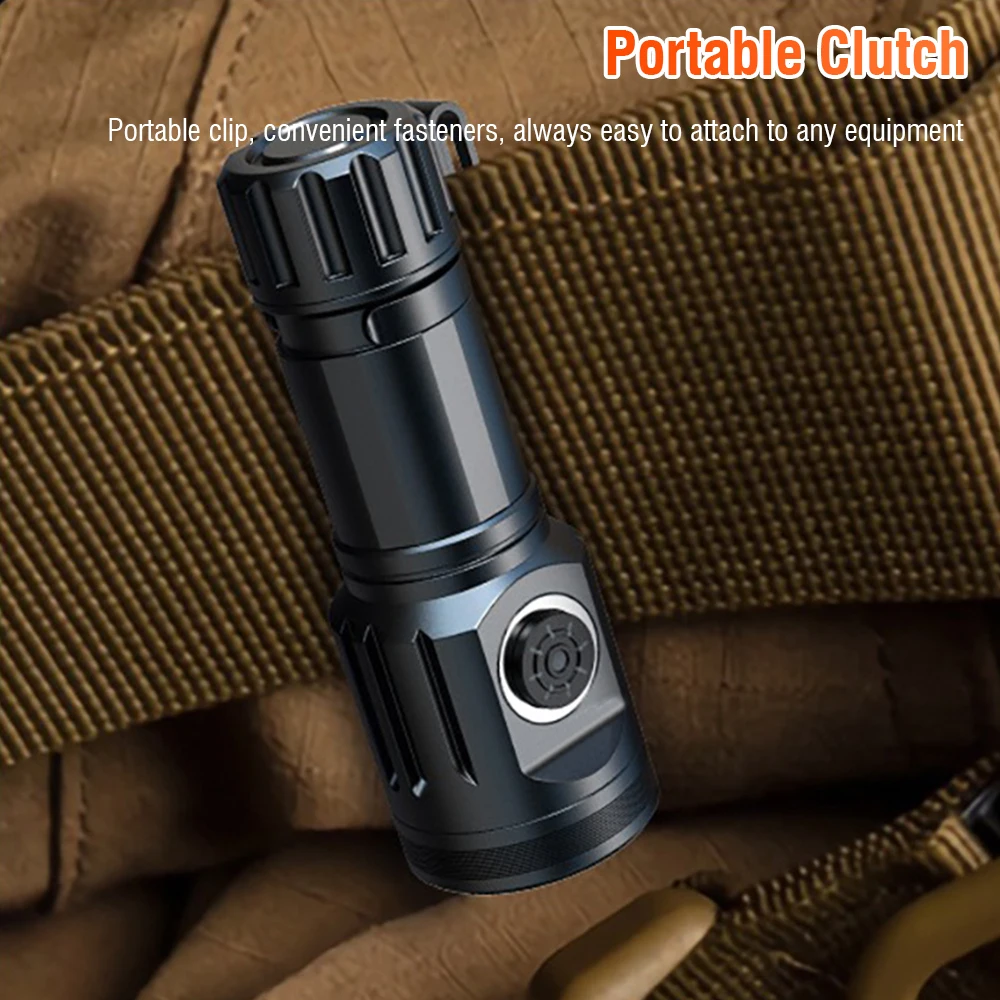 BORUiT Mini EDC Flashlight 1000LM LED Strong Light Type-C Rechargeable Torch 5 Light Modes Waterproof Camping Hiking Cap Lamp