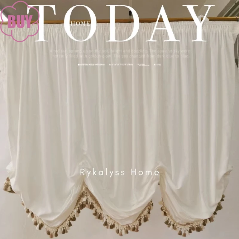 Customized White Gauze Roman Curtain Stretch Curtain Partition Curtains for Living Room Bedroom French Window Balcony Finished