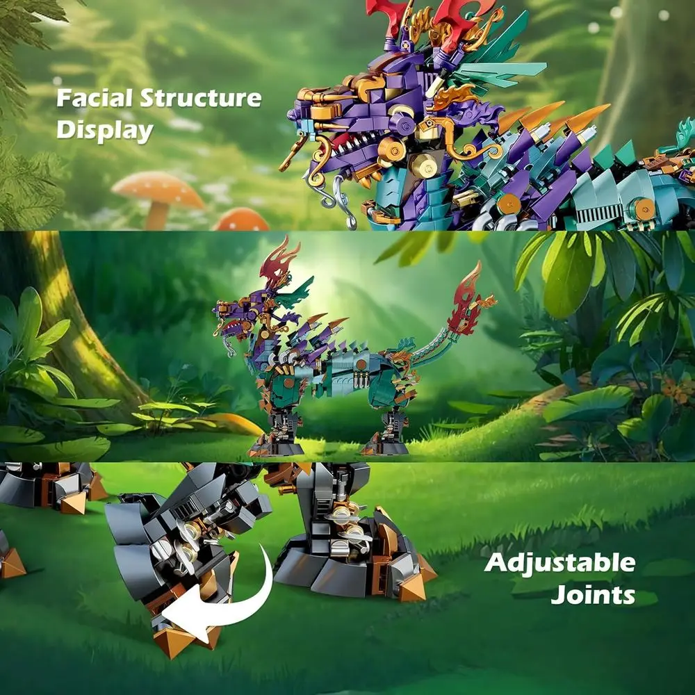 บล็อกตัวต่อยูนิคอร์นเครื่องกลกิริน โชคดี, ชุดของเล่นสะสม 1616 ชิ้นสำหรับผู้ใหญ่, ของขวัญวันเกิดหรือวันอีสเตอร์ที่สมบูรณ์แบบ