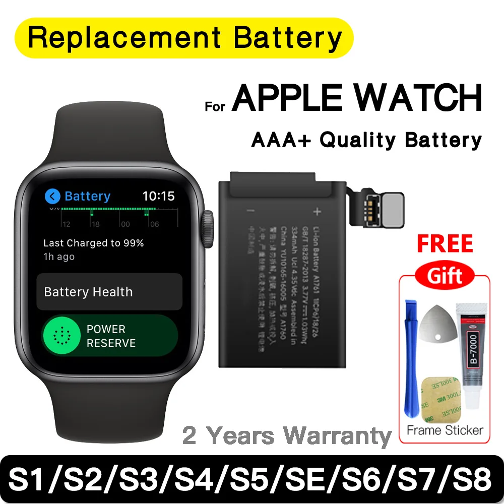 100% Original Battery For Apple Watch Series Ultra SE 1 2 3 4 5 6 7 8 IWatch S1 S2 S3 GPS LTE S4 S5 S6 S7 S8 38/40/41/42/44/45