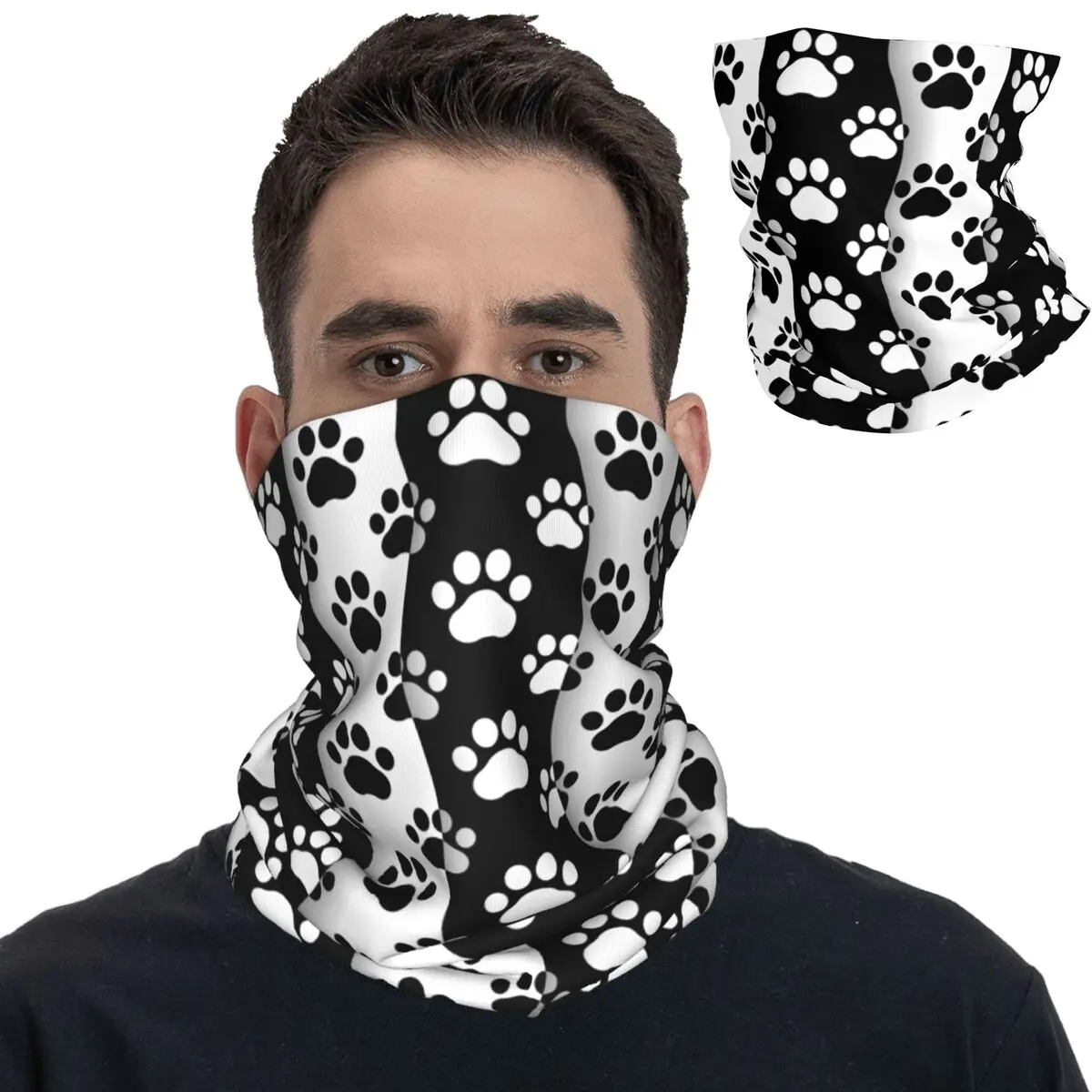 Pet Prints Dog Cat Paw Bandana Neck Cover Printed Cute Puppy Foot Balaclavas Mask Scarf Multi-use Headwear Unisex Adult