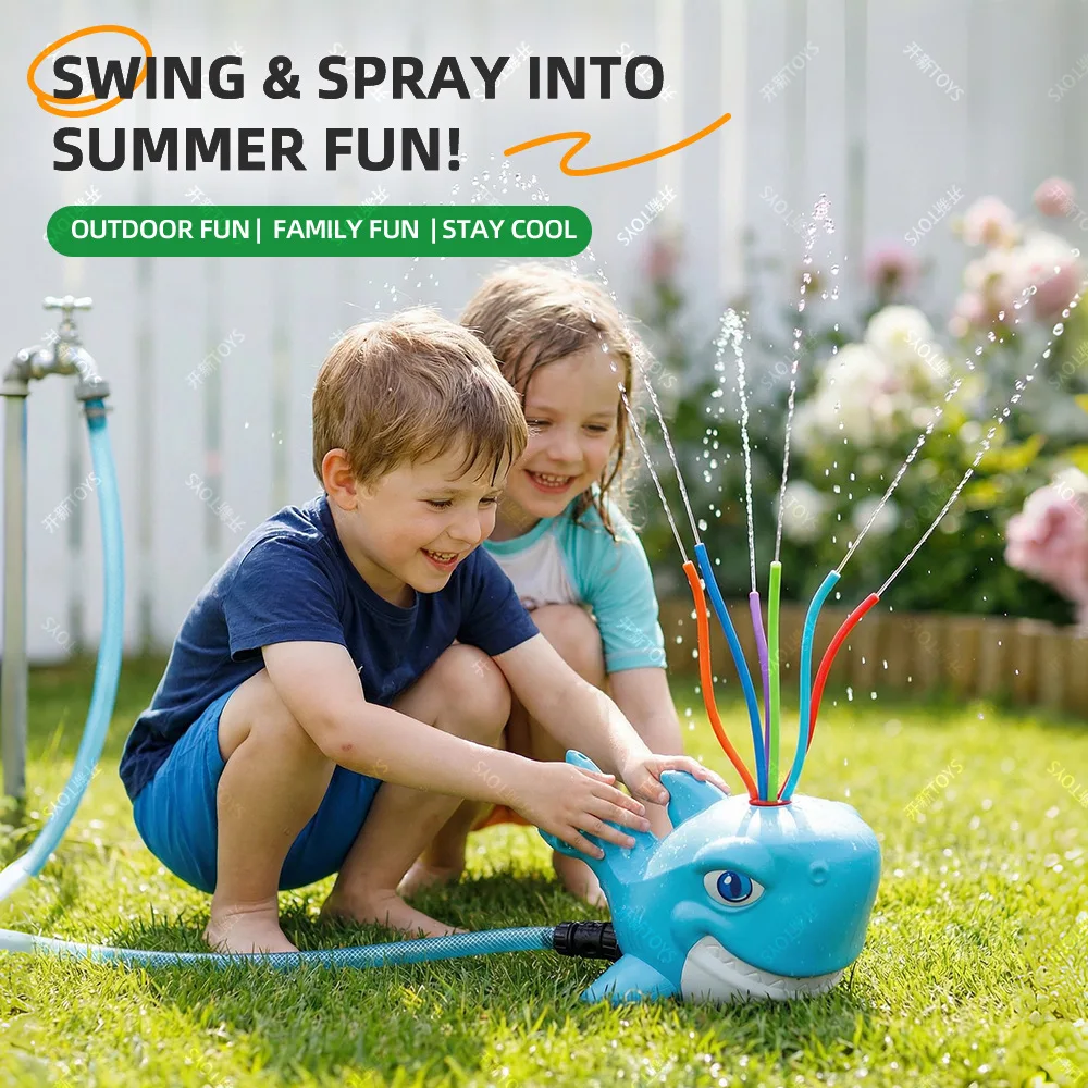 Cartoon Shark Sprinkler Outdoor Backyard Garden Water Kids Toys Summer Yard Splash Sprinkler Water Spray Toys For Children