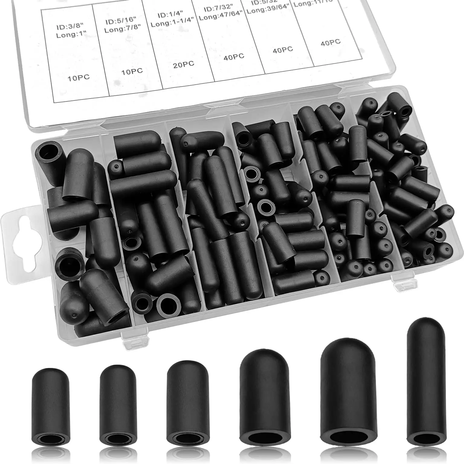 160pcs Rubber Dust Cap Set Car Fastener Clip Kit Vacuum Assortment Black Protective Seal For Carburetor Valve Protection ﻿
