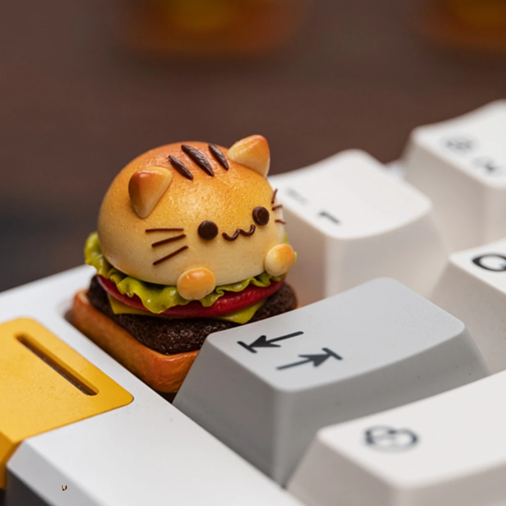 

Super Cute Cat Burger Keycap Original Handmade DIY Mechanical Keyboard Keycaps Personalized 3D Keyboard Decoration ESC Key 1PC