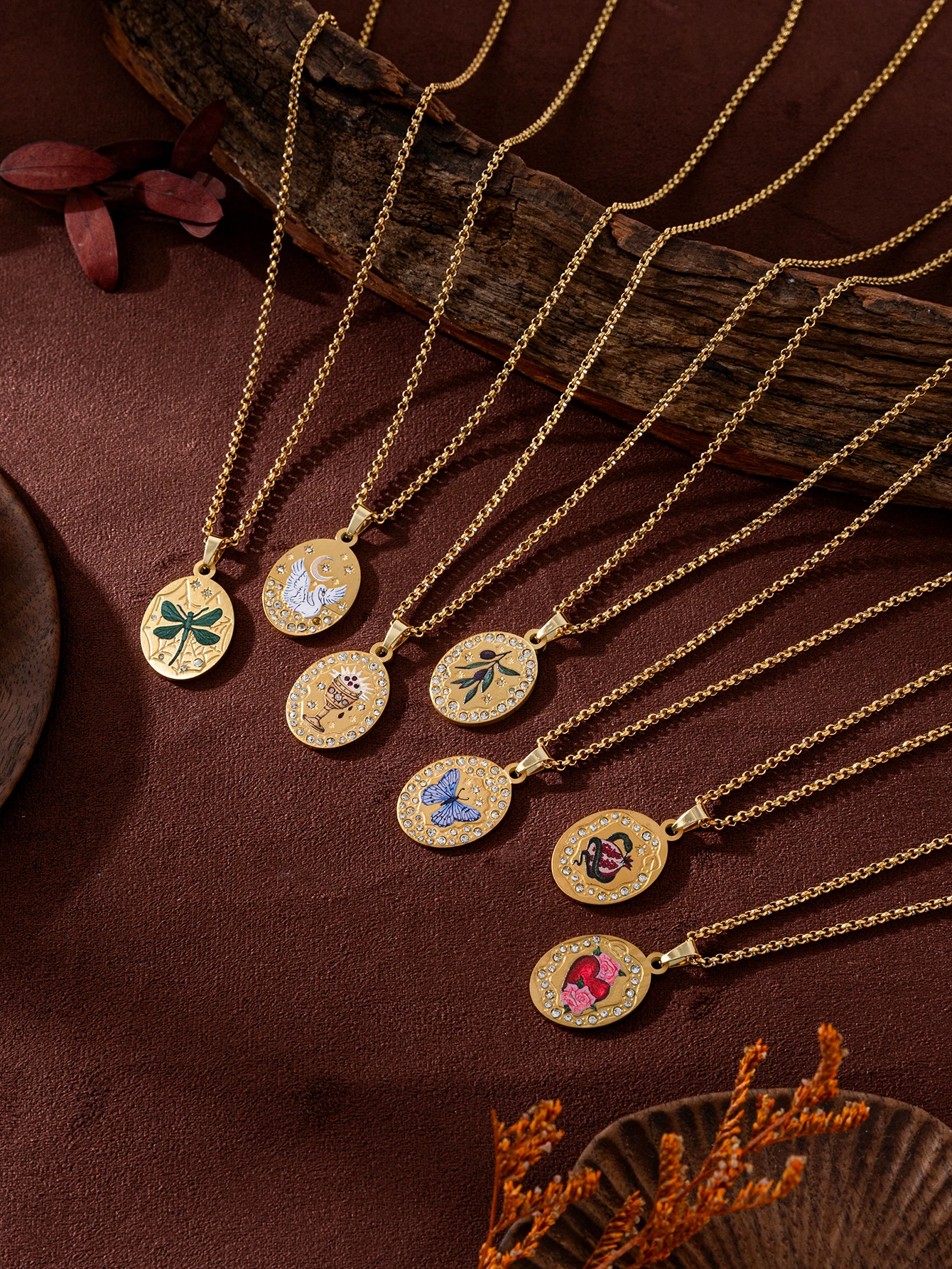 18K Vergoldete Ovale Anhänger-Halskette Edelstahl Layering-Schmuck für Frauen – Detail 6
