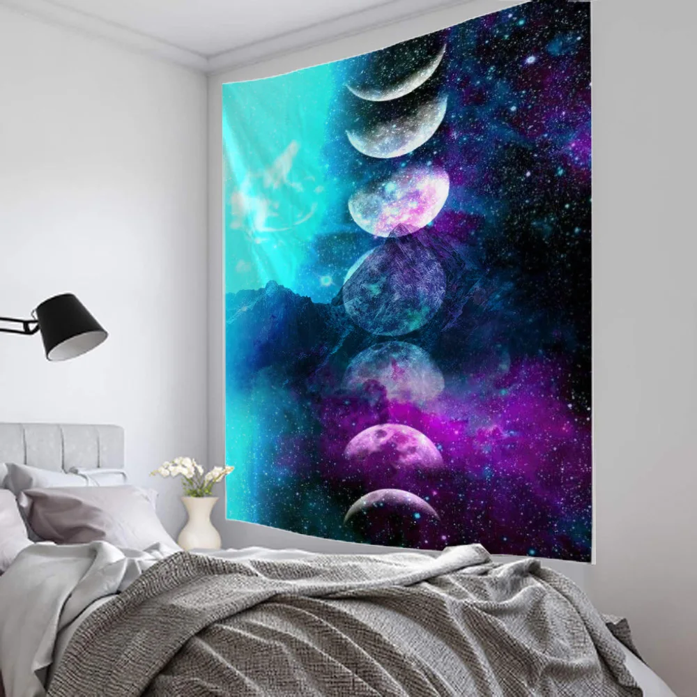 Psychedelic Moon Phase Tapestry Aesthetic Art For Bedroom Living Room Kitchen Home Decor