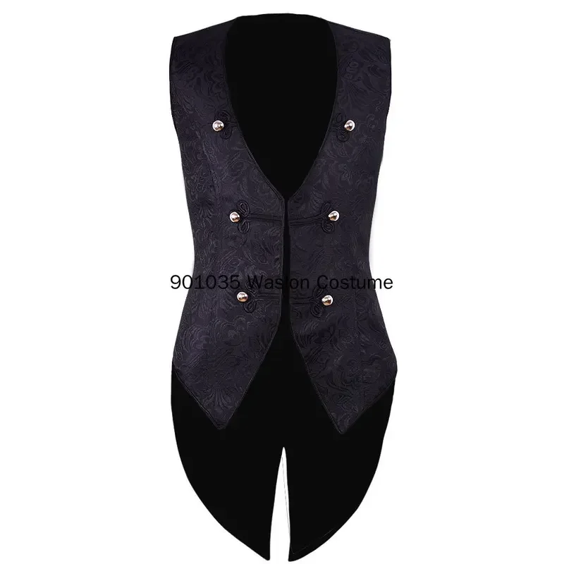 Men's Renaissance Cosplay Medieval Pirate Waistcoat Vest  Vintage Vicotiran Steampunk Jacquard Swallowtail Top Noble Costume