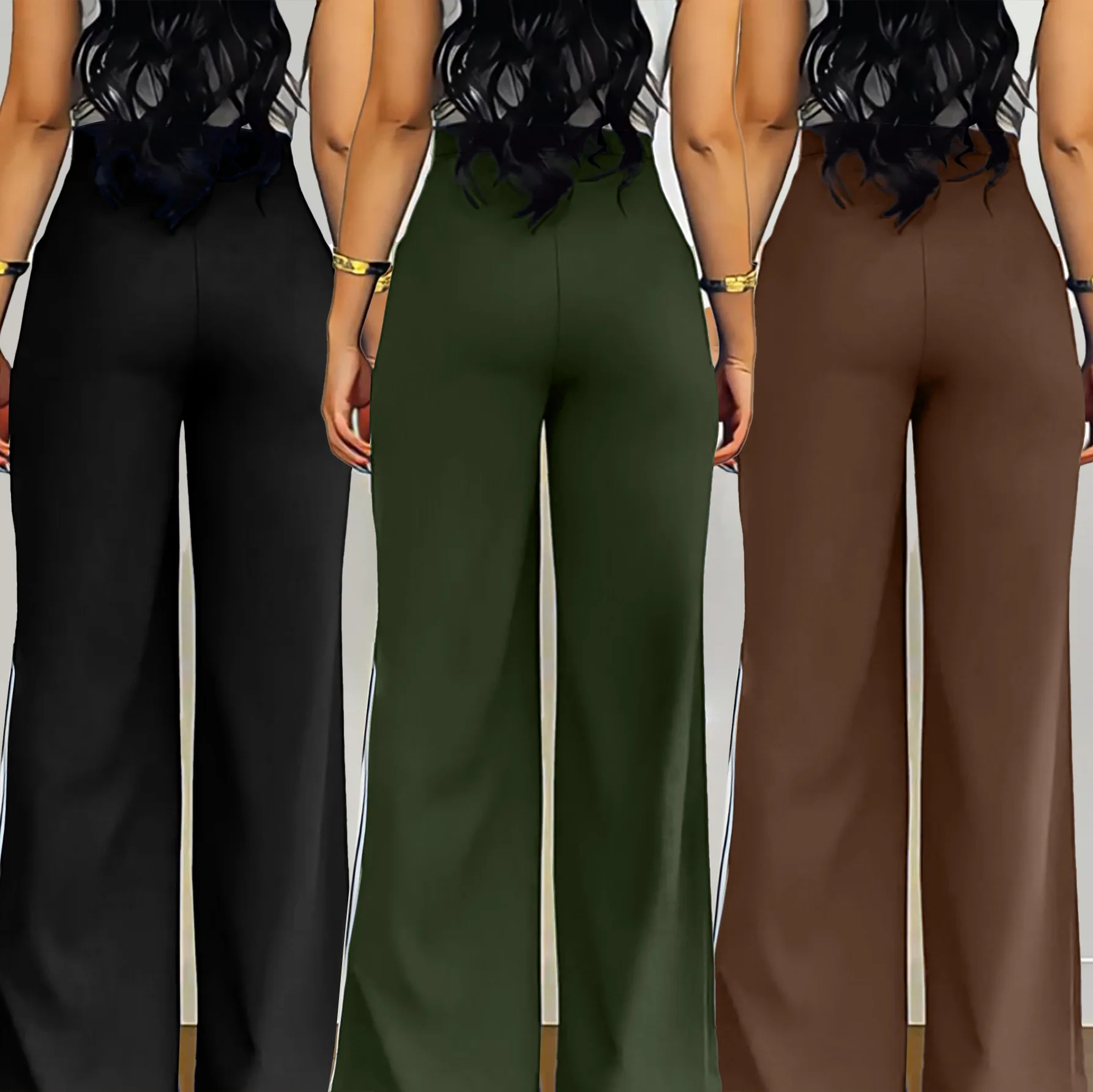 Hose Frauen Breites Bein Lange Hosen Slim Fit Hohe Taille Gestreifte Gerade Hosen Y2k Streetwear Capris Elegante Casual Arbeit 2025