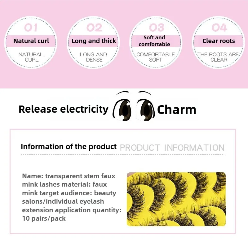 10 paia di ciglia occhio di volpe Ciglia finte D Curl Volume slavo ipoallergenico spesso con grande curva 3D per il trucco degli occhi drammatico