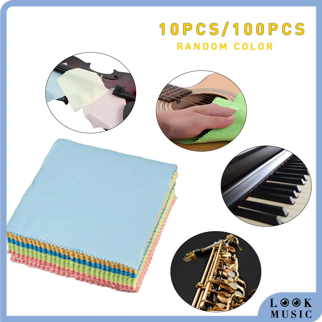 

100pcs Clean Cloth Microfiber Material Professional Musical Instrument Cloth For Violin Piano Guitar Saxophone Ukulele Cleaning