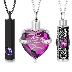 3 Pieces Cremation Urn Necklace for Ashes Keepsake Cremation Jewelry Vertical Bar/Heart/Cylinder Urn Necklace