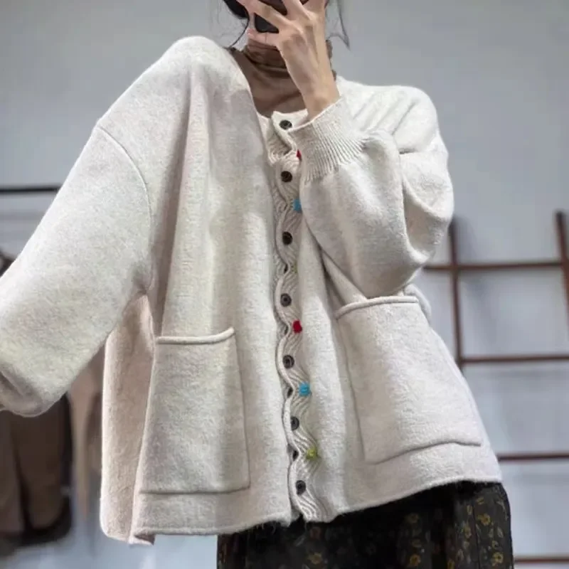 New Winter Autumn Cardigan Women Sweaters Buttons Jacket Knitting Fashion Oversize Casual Loose Cardigan Jumpers Thick Warm