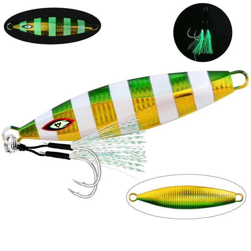 NONE Langsam Jigging Metall Jigs100g 150g 200g 250g 300g Shore Jigging Künstliche Harten Köder Leuchtende Löffel angeln Lockt 5