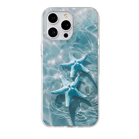Чехол для телефона «Морская звезда» для iPhone 16, 15, 14, 13, 12, 11 Pro Max X Xs XR XSMax 7, 8 Plus SE 2020 2022, чехол с текстурой перьев