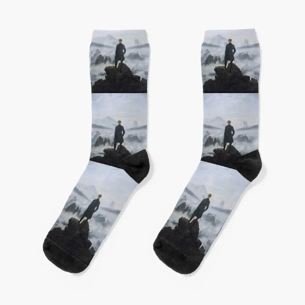 Wanderer Above the Sea of Fog Caspar David Friedrich Socks Crossfit happy Stockings man winter gifts Mens Socks Women's