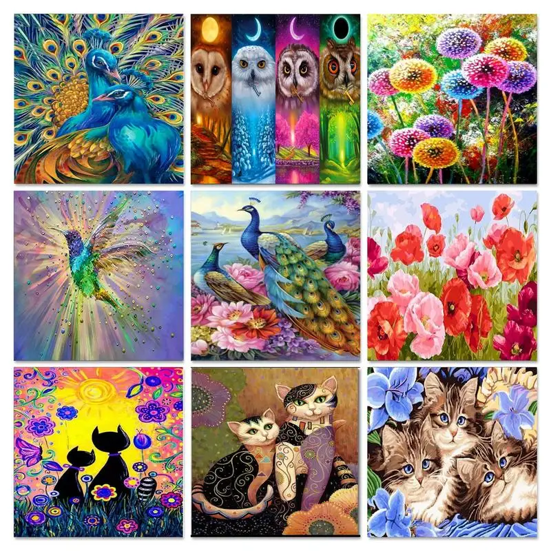 

GATYZTORY Full Square Diamond Painting Cat Animals Rhinestone 5D Diamond Embroidery Mosaic Cross Stitch Home Decor Gift