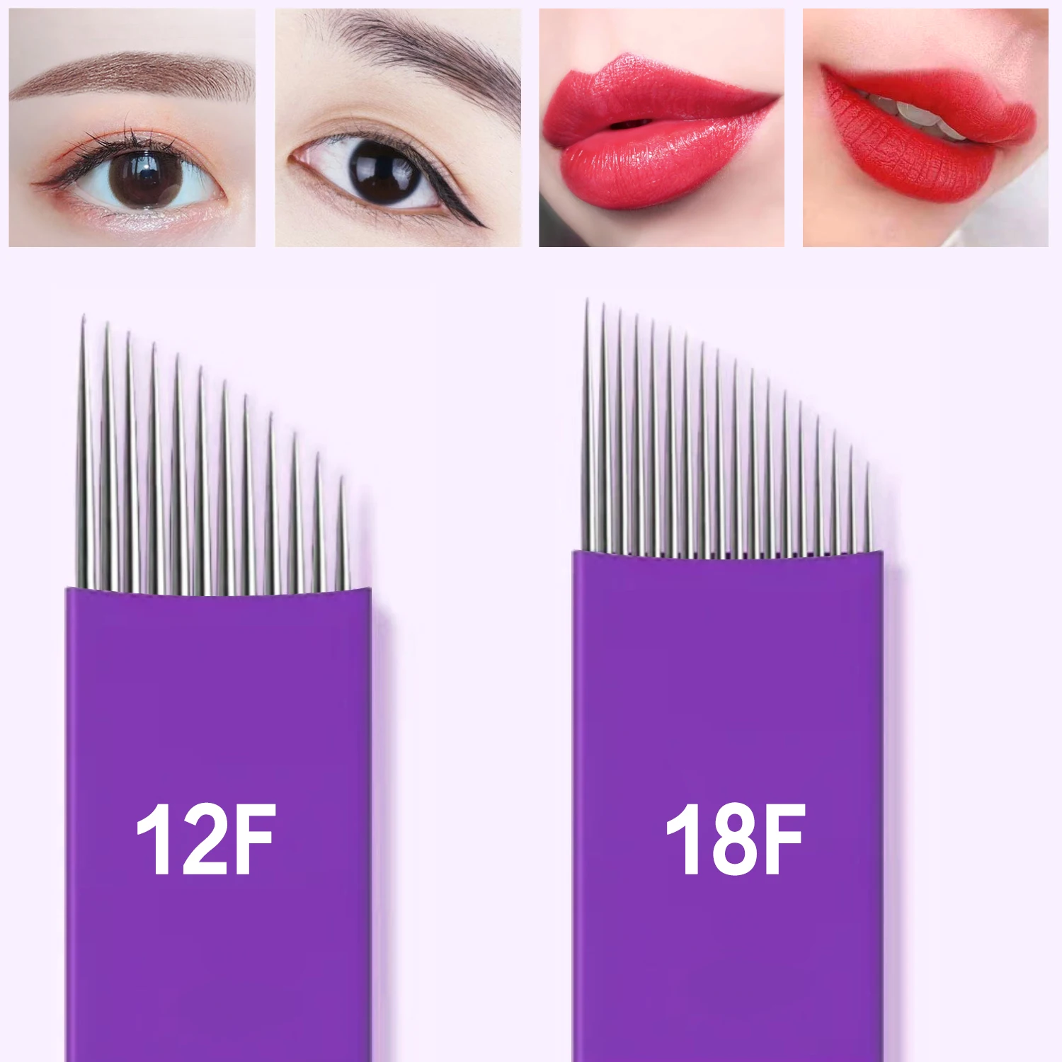 

50 шт. иглы для микроблейдинга 0,18 мм фиолетовые ручные иглы для перманентного макияжа бровей 12 14 16 18 контактов ручные лезвия для бровей