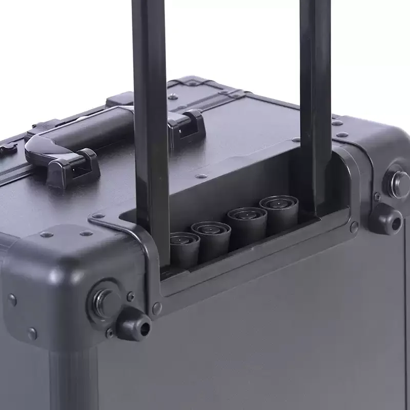 22 Inch Rolling Makeup Case With Hidden Bracket, Built‑in Light Box & Bluetooth, Professional Wheeled Cosmetic Trolley