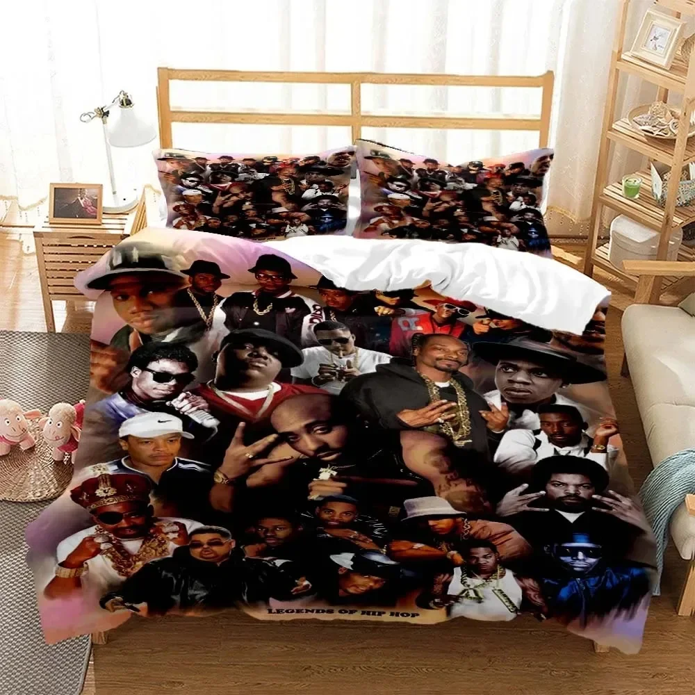 Hip Hop Rapper Bedding Set Boys Girls Twin Queen Size Duvet Cover Pillowcase Bed Kids Adult Fashion Home Textileextile